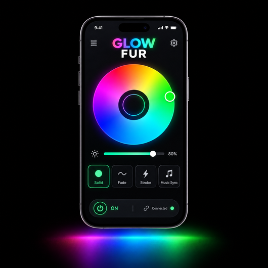 GlowFur Light DJ app on smartphone